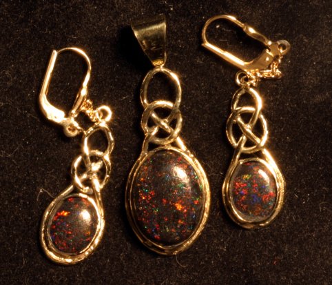 opal pendant and earrings