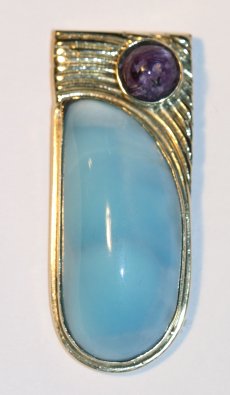 larimar-charoite pendant